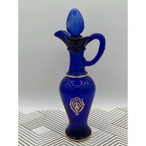 Vintage Collectible Cobalt Blue Glass Decanter w/Stopper 9" Avon MCM